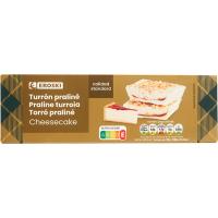 Turrón praliné cheesecake EROSKI, caja 145 g