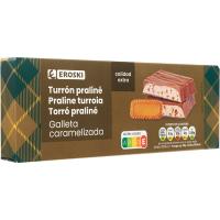 Turrón praliné galleta caramelizada EROSKI, 150 g