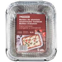 Molde de aluminio rectangular 0,5 litros EROSKI, pack 5 uds