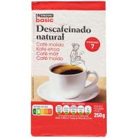 Café molido descafeinado EROSKI BASIC, paquete 250 g