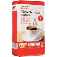 Café molido descafeinado EROSKI BASIC, paquete 250 g