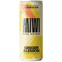 Refresc de kombucha sabor fruits sabor gingebre-llimona MIWI, llauna 25cl