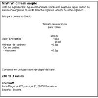 Refresc de kombucha sabor mojito MIWI, llauna 25cl