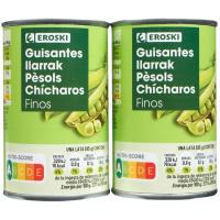Pèsols fins EROSKI, pack 2x95 g