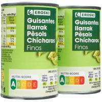 Pèsols fins EROSKI, pack 2x95 g
