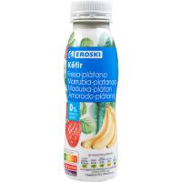 Quefir líquid 0% fresa plàtan EROSKI, ampolla 250 g