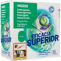 Detergent en càpsules 5n1 eficàcia superior EROSKI, 30 dosi