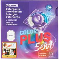 Detergent en càpsules 5n1 especial color plus EROSKI, 30 dosi