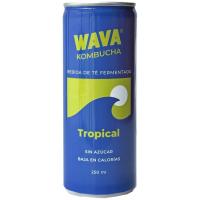 Refresc de kombucha tropical WAVA, llauna 25 cl.