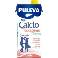Llet amb calci i col·lagen desnatada PULEVA, brik 1 litre