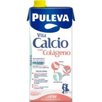 Llet amb calci i col·lagen desnatada PULEVA, brik 1 litre