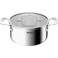 Cacerola de aluminio con asas de acero, tapa plana de vidrio TEFAL, Ø20 cm