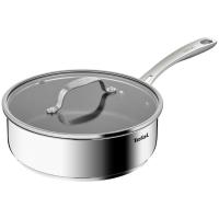 Guisera baja de aluminio con asas de acero, tapa plana de vidrio TEFAL, Ø26 cm