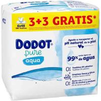 Toallitas aqua 0% plástico DODOT, pack 3x48 uds  + pack 3 Gratis
