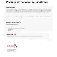 Pechuga de pollo con salsa villeroy BO DE DEBO, bandeja 200 g