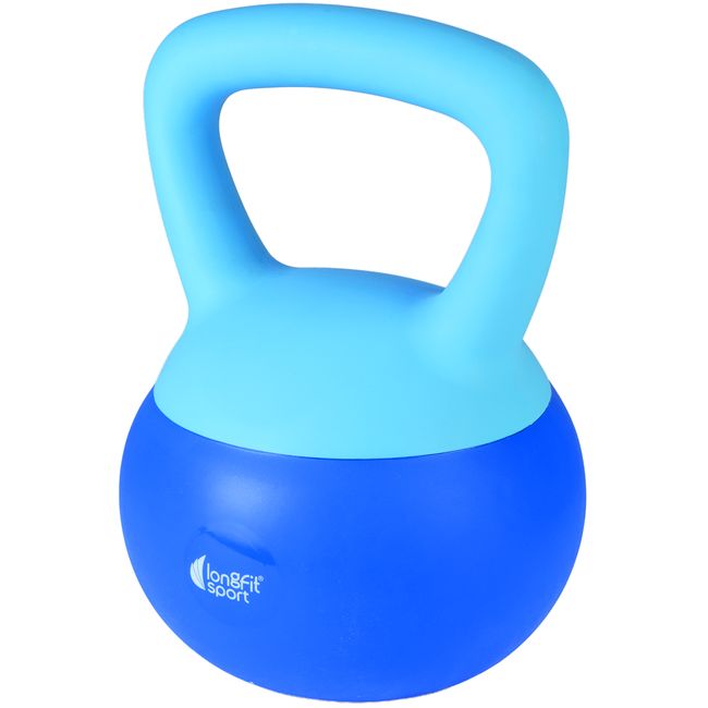 Kettlebell, pesa rusa soft de  6 kg, tonos azules LONGFIT, 1 ud