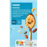 Granola amb llavors baix en sucre EROSKI, caixa 400 g