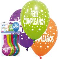 Globos feliz cumpleaños GLOBOLANDIA, bolsa 10 uds
