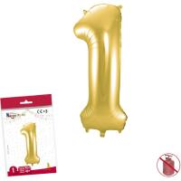 Globo metalizado color oro 40 cm nº1 GLOBOLANDIA, 1 ud