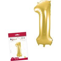 Globo metalizado color oro 40 cm nº1 GLOBOLANDIA, 1 ud