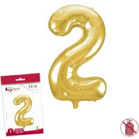 Globo metalizado color oro 40 cm nº2 GLOBOLANDIA, 1 ud