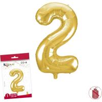 Globo metalizado color oro 40 cm nº2 GLOBOLANDIA, 1 ud