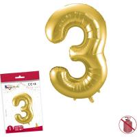 Globo metalizado color oro 40 cm nº3 GLOBOLANDIA, 1 ud