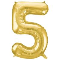 Globo metalizado color oro 40 cm nº5 GLOBOLANDIA, 1 ud