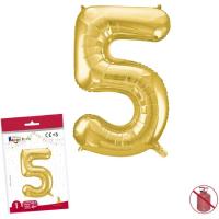 Globo metalizado color oro 40 cm nº5 GLOBOLANDIA, 1 ud