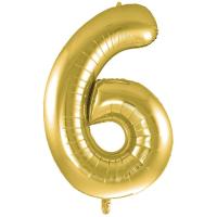 Globo metalizado color oro 40 cm nº6, GLOBOLANDIA, 1 ud