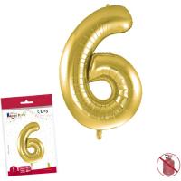 Globo metalizado color oro 40 cm nº6, GLOBOLANDIA, 1 ud