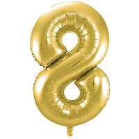 Globo metalizado color oro 40 cm nº 8 GLOBOLANDIA, 1 ud