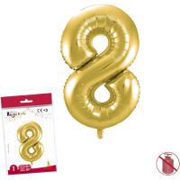 Globo metalizado color oro 40 cm nº 8 GLOBOLANDIA, 1 ud