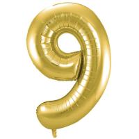 Globo metalizado color oro 40 cm nº9 GLOBOLANDIA, 1 ud