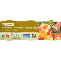 Tonyina clara en oli d'oliva EROSKI , pack 3x70 g