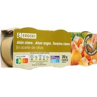 Tonyina clara en oli d'oliva EROSKI , pack 3x70 g