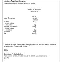 Lenteja pardina PEDRO LUIS, frasco 500 g Lenteja pardina PEDRO LUIS, frasco 500 g