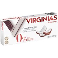 Turrón de coco bombón 0% s/ azúcar añadido VIRGINIAS, caja 200 g