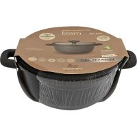 Cacerola alta, aluminio fundido, asas silicona, tapa de vidrio IZARO,  Ø24 cm