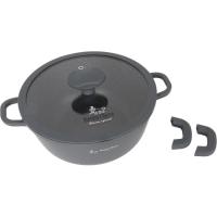 Cacerola alta, aluminio fundido, asas silicona, tapa de vidrio IZARO,  Ø24 cm