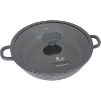 Casserola baixa, alumini fos, rosteixes silicona, tapa de vidre IZARO, Ø28 cm