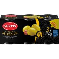 Olives farcides gran selecció SERPIS, pack 3x120 g