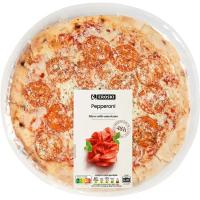 Pizza de pepperoni larga fermentación EROSKI, caja 360 g