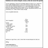 Galletas Nibs sin azúcar SANTIVERI TRIPLE ZERO, paquete 205 g