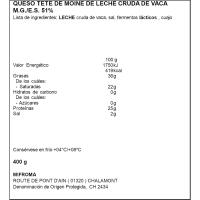 Queso Tete de Moine con girolle FROMAGE DE BELLELAY, pieza 400 g Queso Tete de Moine con girolle FROMAGE DE BELLELAY, pieza 400 g