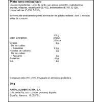 Plato lomo curado Extremadura ARGAL, bandeja 70 g Plato lomo curado Extremadura ARGAL, bandeja 70 g