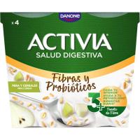Llet fermentada amb cereals i pera ACTIVIA, pack 4x115 g