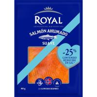 Salmón ahumado suave -25% sal ROYAL, sobre 80 g