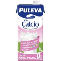 Llet desnatada calci PULEVA, brik 1 litre