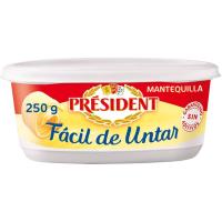 Mantega fàcil d`untar sense sal PRESIDENT, terrina 250 g